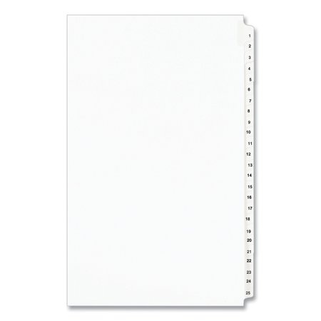 AVERY DENNISON Index Side Tab #1-25, White, Pk25 01430